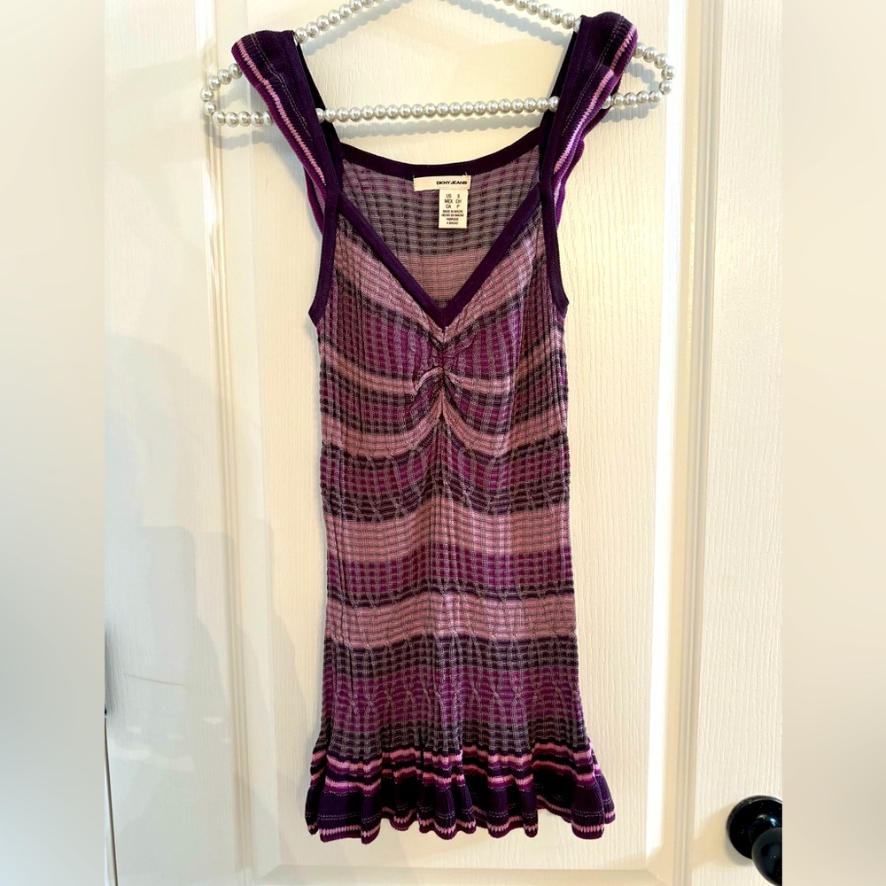 DKNY Jeans Vintage Purple Knit Camisole Peplum Top / size small
